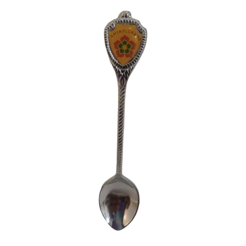 Silver Plated Spoon Ameriflora 1992 Souvenir Yellow Orange Green 4.5 Inch Tall